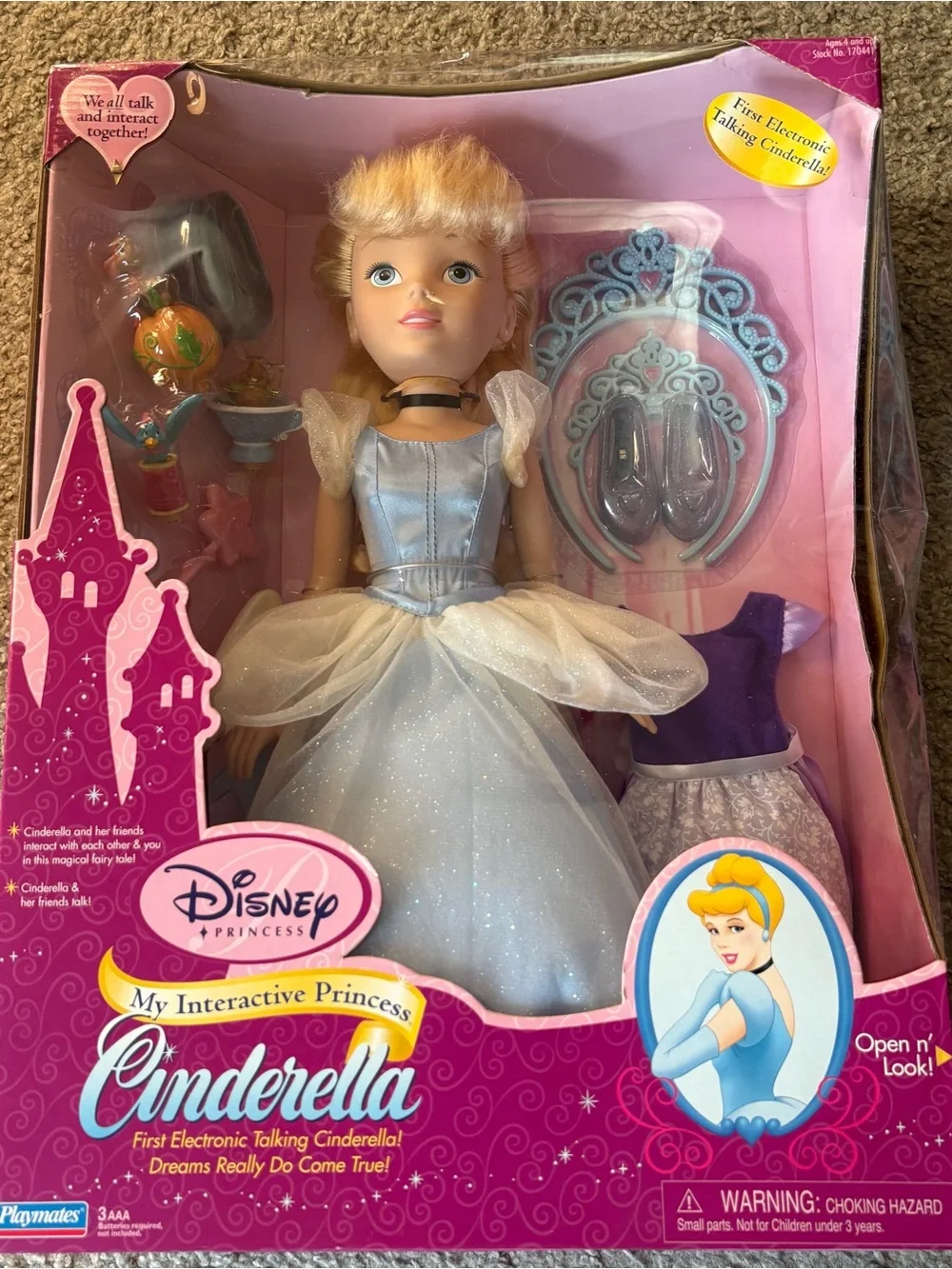 2001 PLAYMATES DISNEY PRINCESS MY INTERACTIVE TALKING PRINCESS CINDERELLA DOLL